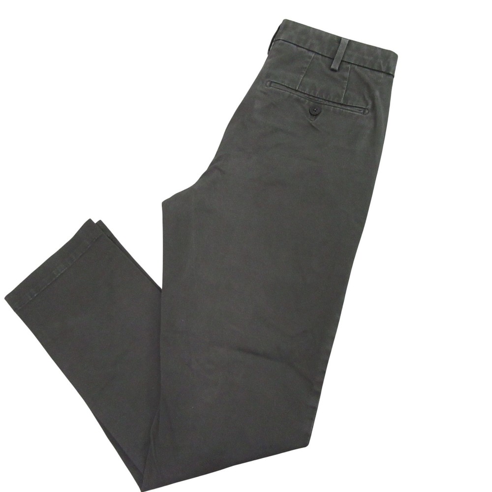 Uniqlo Mens Chino Pants 29 x 34 Green Straight Leg Stretch Flat Front